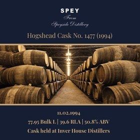 Speyside - 1994 Hogshead #1477 -  78 Bulk L 50.8% | Held In Bond