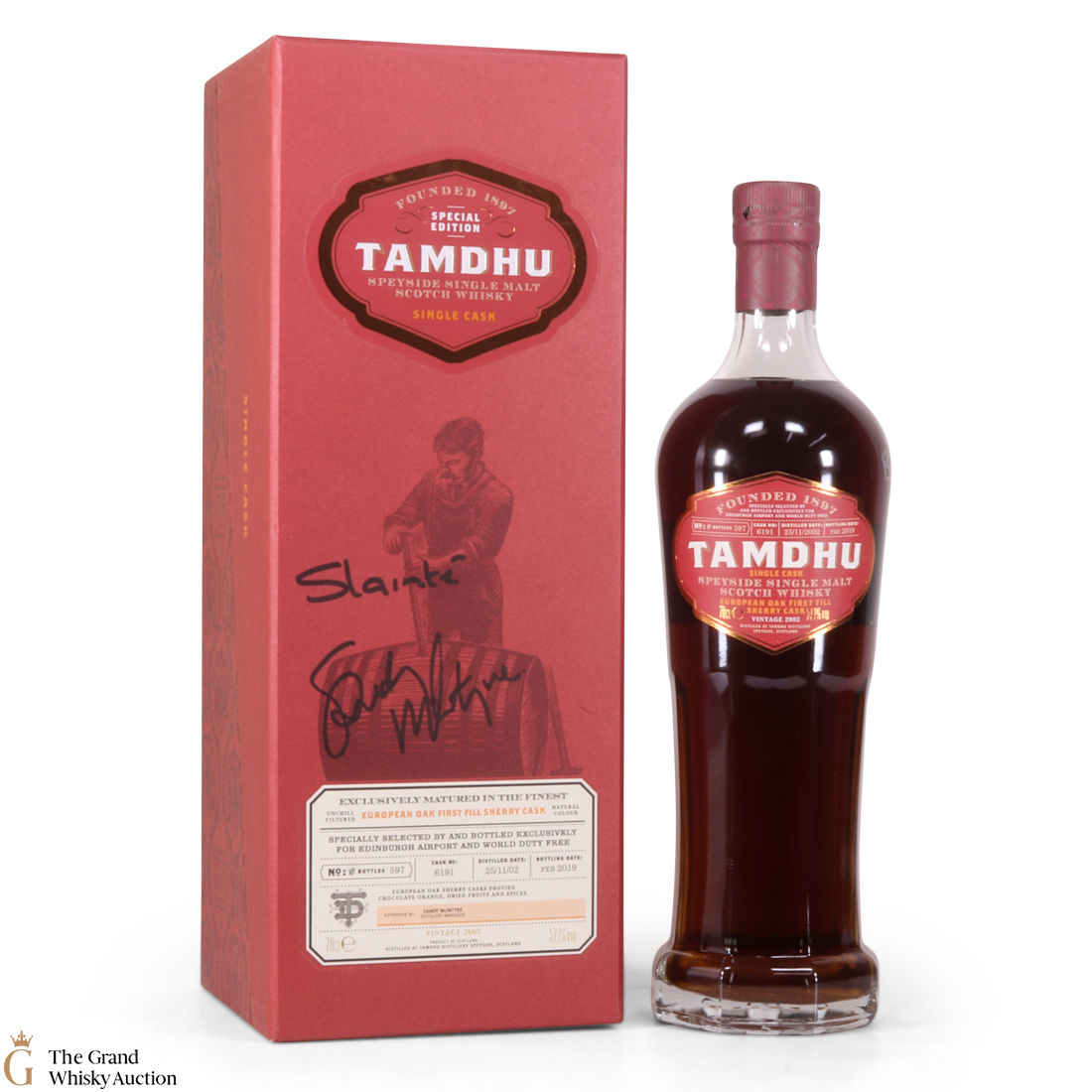 Tamdhu 02 Single Cask 6191 Edinburgh Airport Signed By Sandy Mcintyre Auction The Grand Whisky Auction